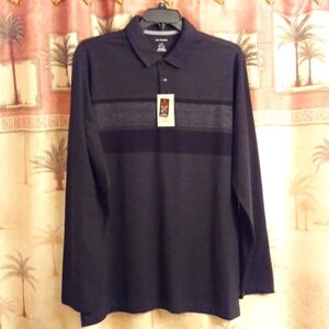 NWT "Van Heusen" Chest Stripe Long Sleeve Polo Big & Tall Sizes LT, XLT, 2XLT